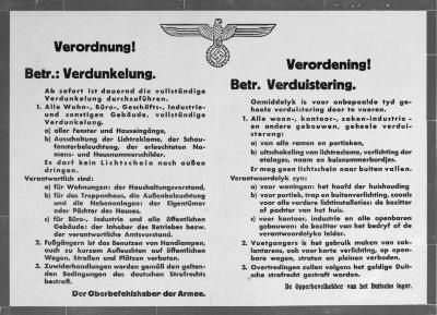Tweetalige verordening over verplichte verduistering, mei 1940