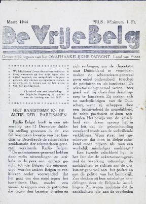 Clandestiene verzetsblad De Vrije Belg, 1944