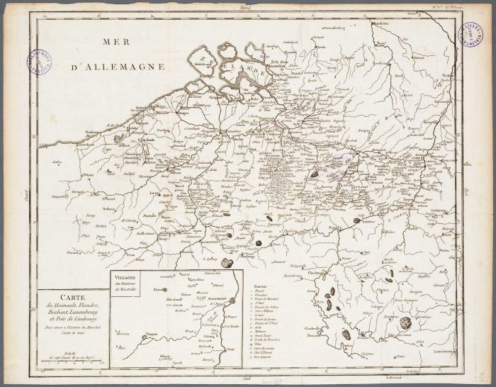 Carte du Hainault, Flandre, Brabant, Luxembourg et Païs de Limbourg