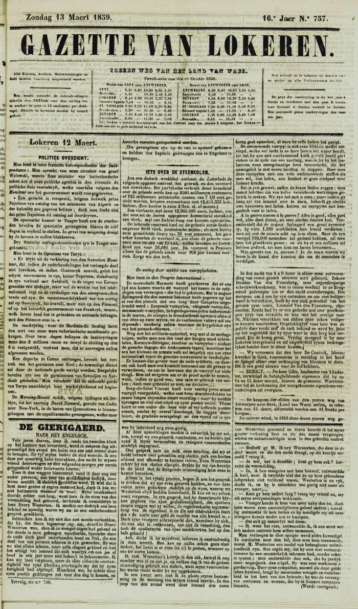 Gazette van Lokeren 13/03/1859
