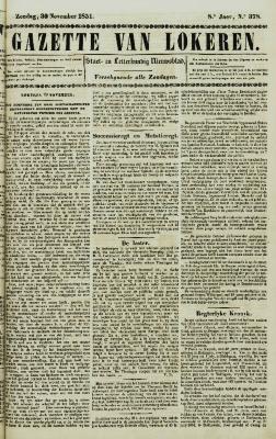 Gazette van Lokeren 30/11/1851
