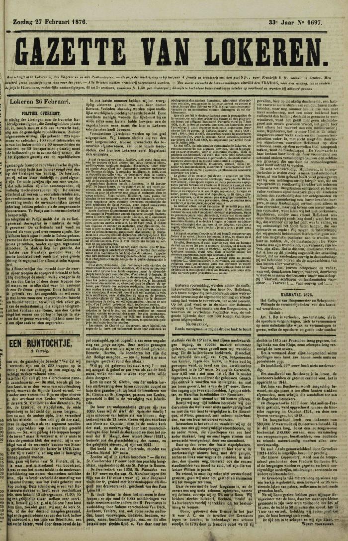 Gazette van Lokeren 27/02/1876