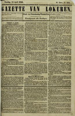 Gazette van Lokeren 15/04/1849