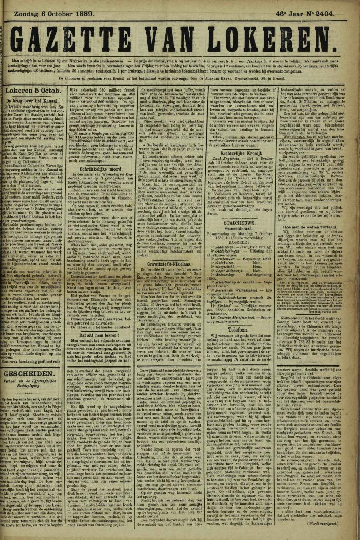 Gazette van Lokeren 06/10/1889
