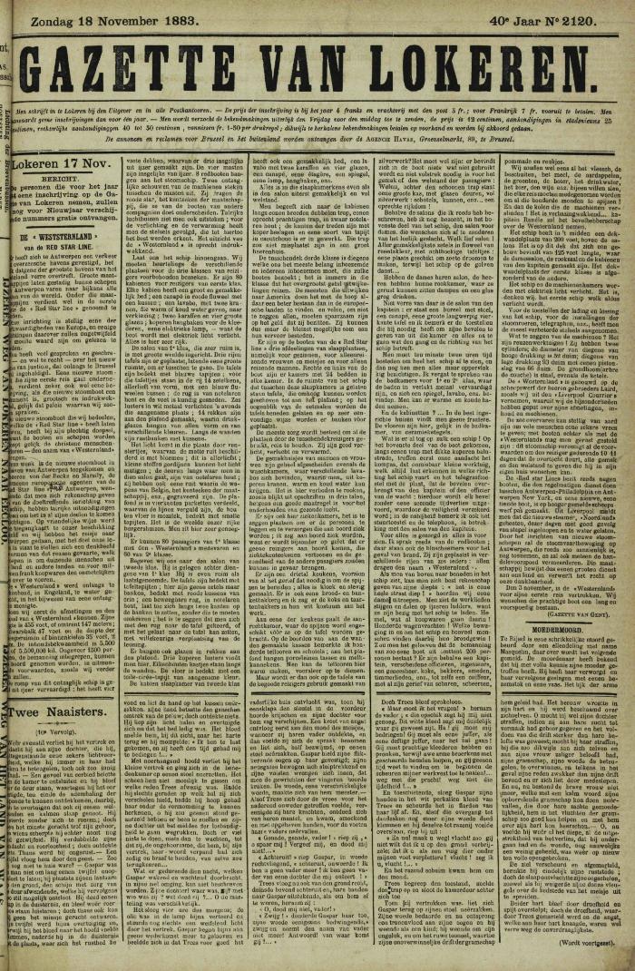 Gazette van Lokeren 18/11/1883