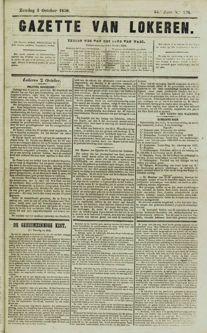Gazette van Lokeren 03/10/1858