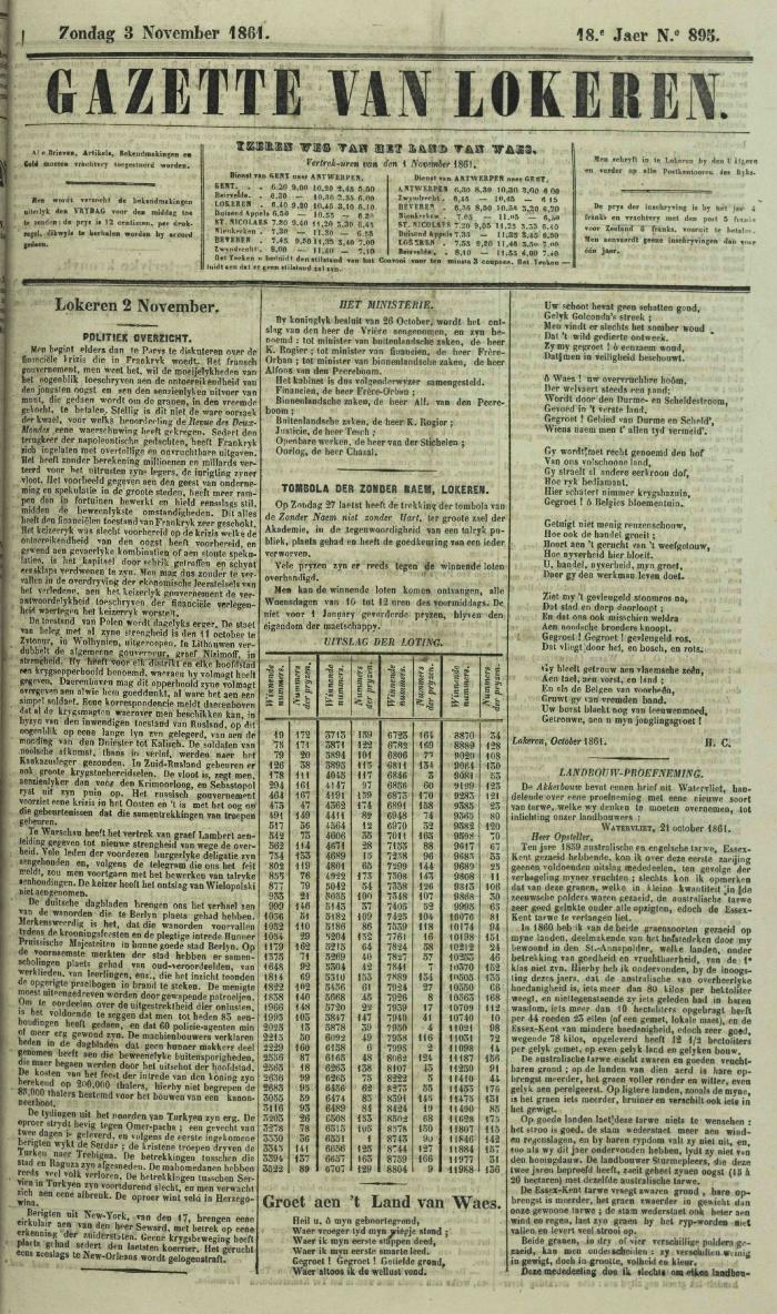 Gazette van Lokeren 03/11/1861