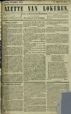 Gazette van Lokeren 15/10/1848