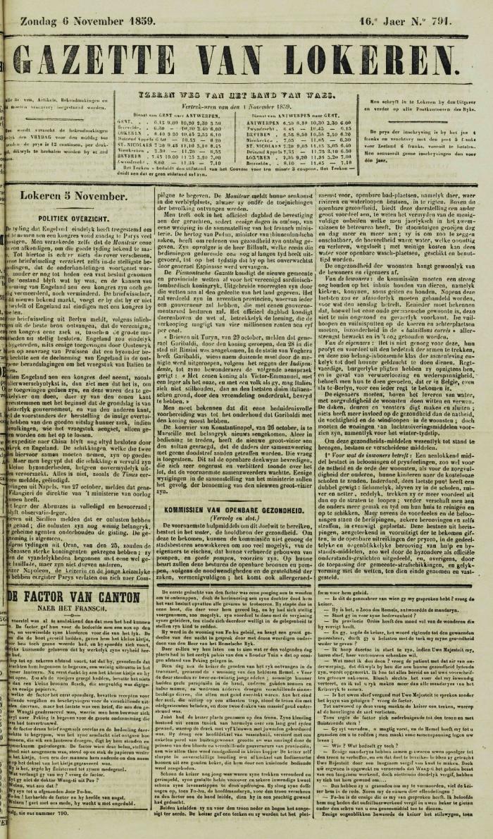 Gazette van Lokeren 06/11/1859