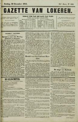 Gazette van Lokeren 10/12/1854