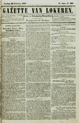 Gazette van Lokeren 22/02/1852