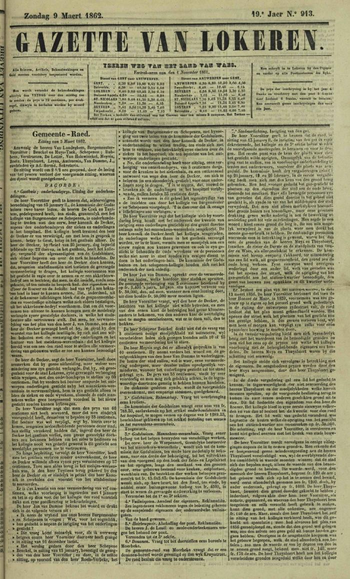 Gazette van Lokeren 09/03/1862