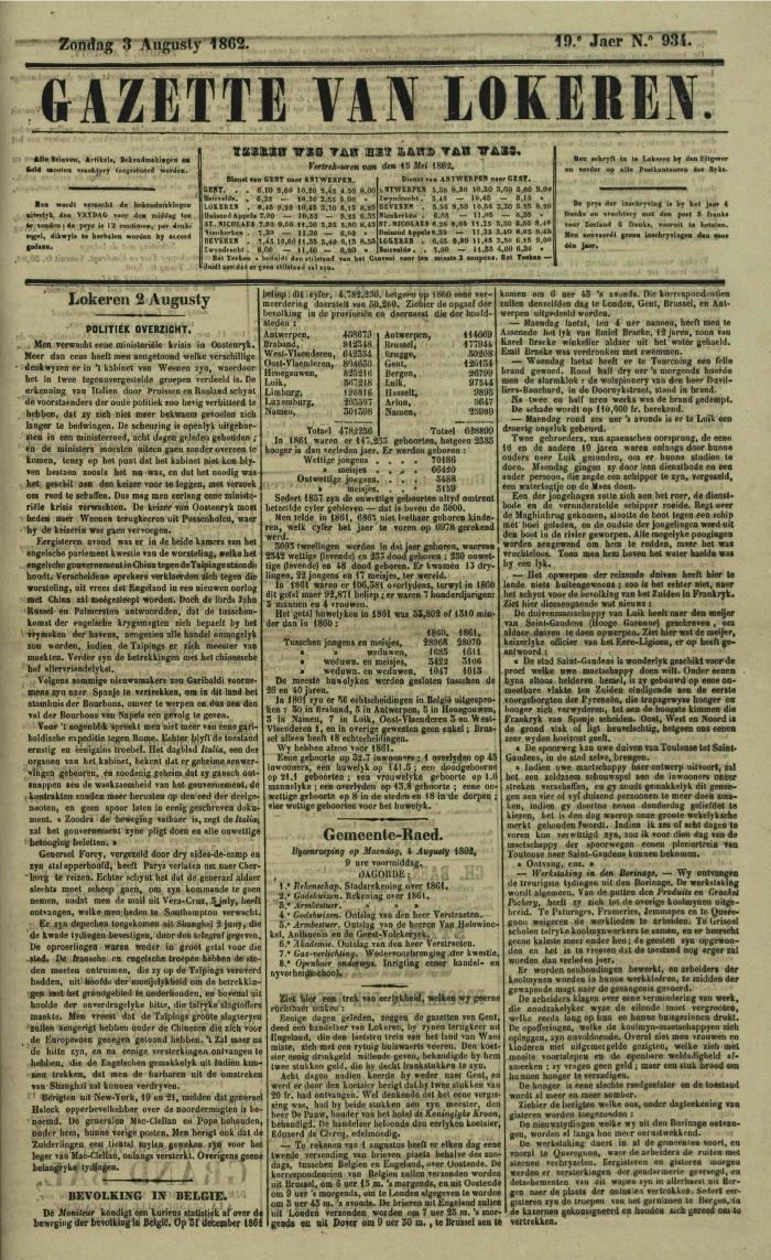 Gazette van Lokeren 03/08/1862