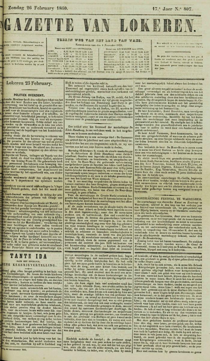 Gazette van Lokeren 26/02/1860