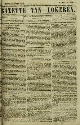 Gazette van Lokeren 11/03/1849