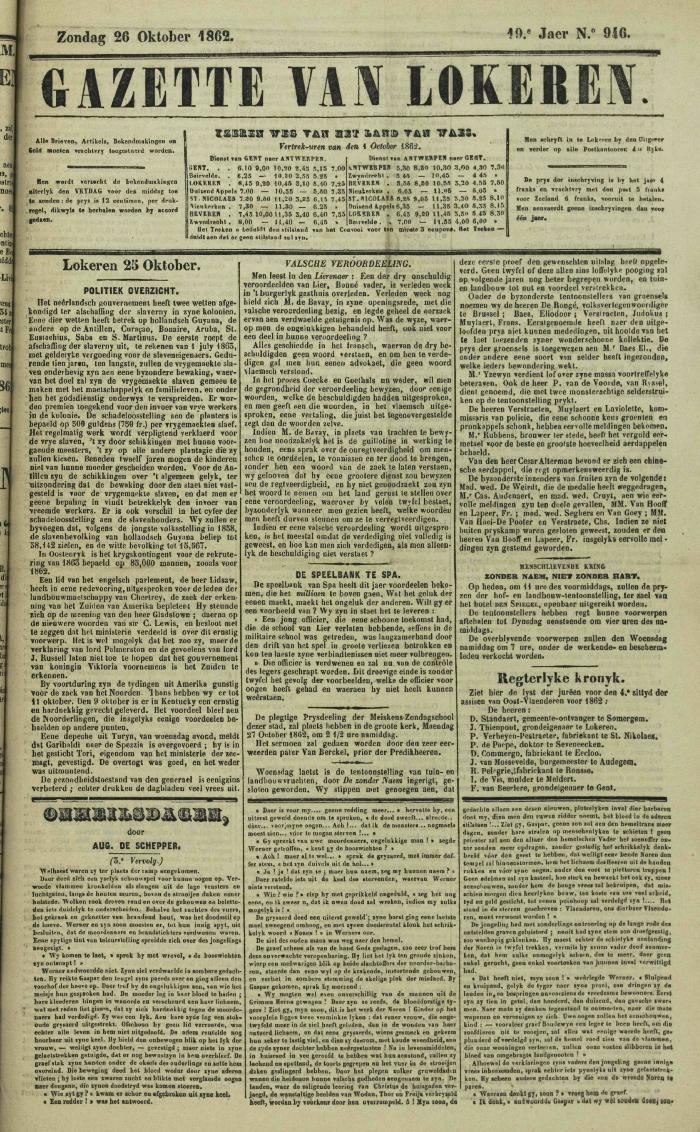 Gazette van Lokeren 26/10/1862