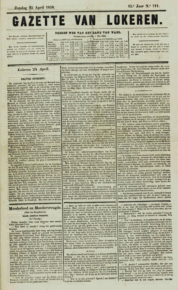 Gazette van Lokeren  25/04/1858