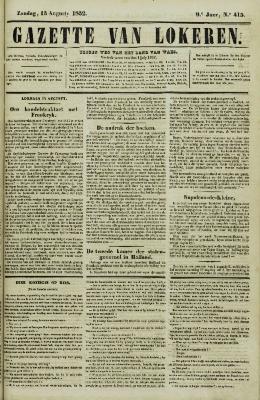 Gazette van Lokeren 15/08/1852