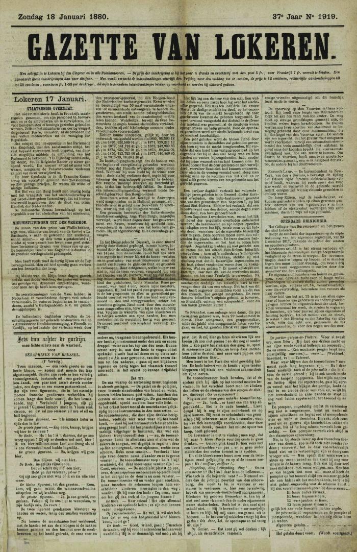 Gazette van Lokeren 18/01/1880