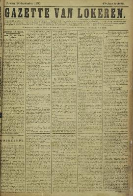 Gazette van Lokeren 14/09/1890