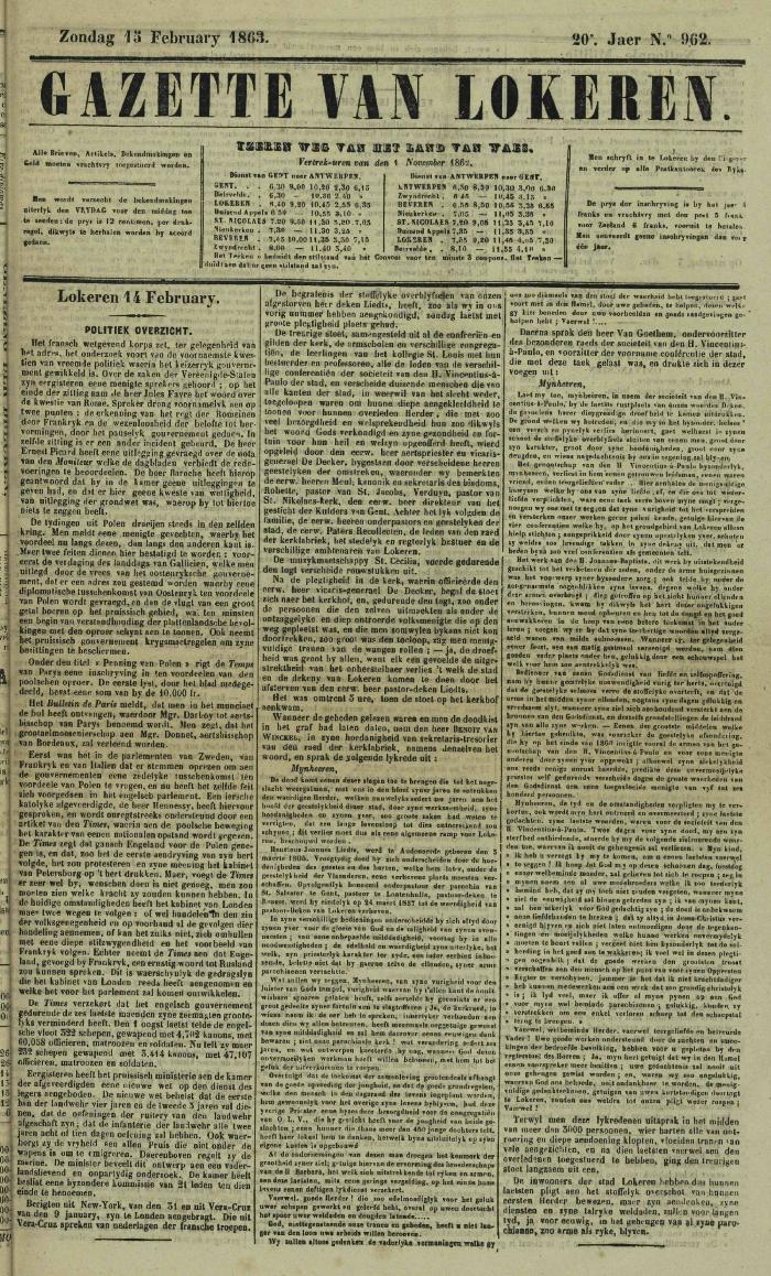 Gazette van Lokeren 15/02/1863