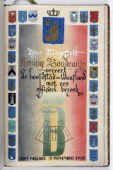 Bladzijde gulden boek Sint-Niklaas bezoek Boudewijn, 4 november 1956