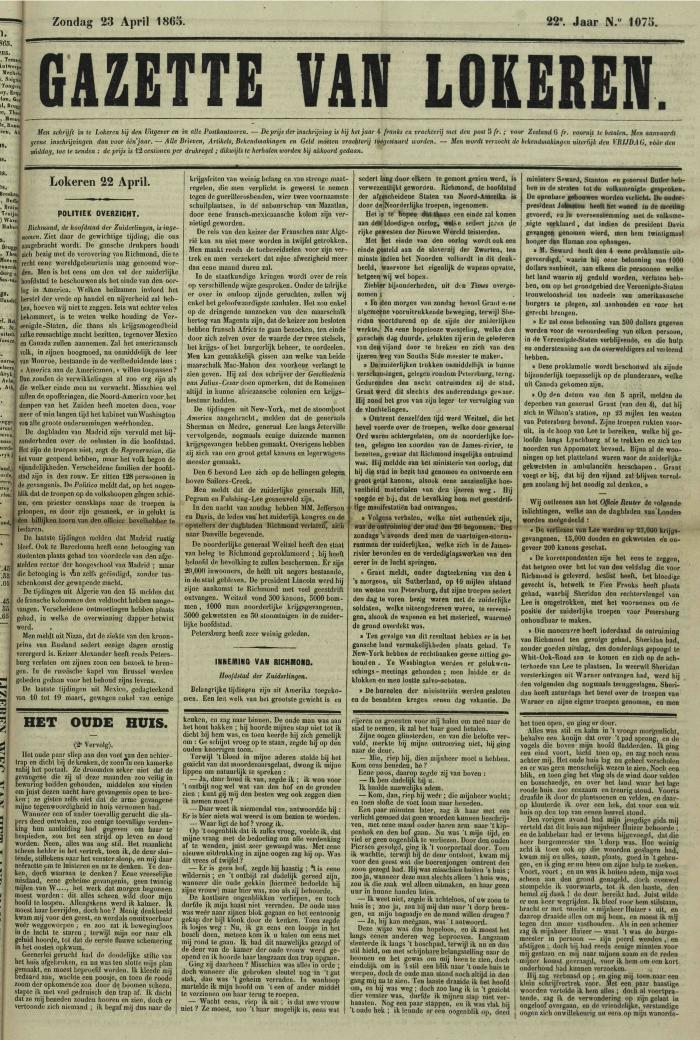 Gazette van Lokeren 23/04/1865