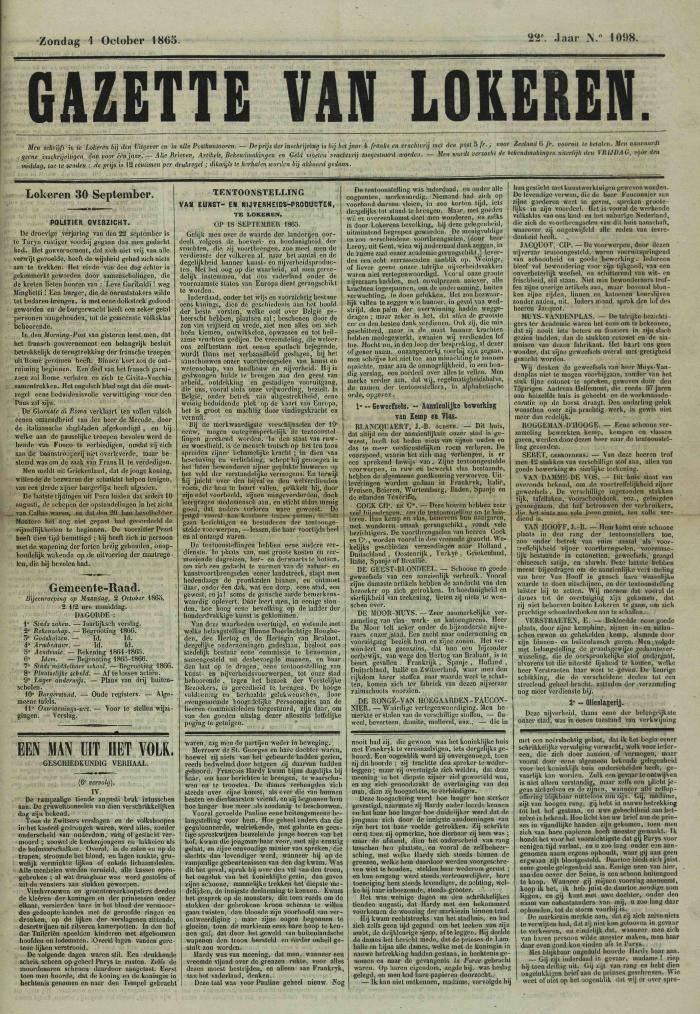 Gazette van Lokeren 01/10/1865