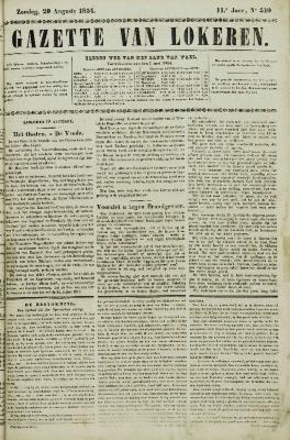 Gazette van Lokeren 20/08/1854