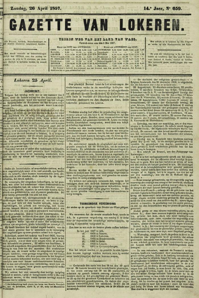 Gazette van Lokeren 26/04/1857