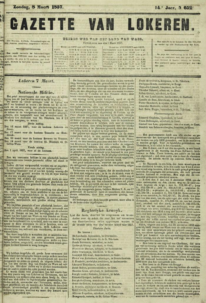 Gazette van Lokeren 08/03/1857