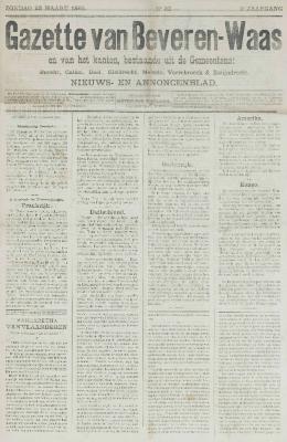 Gazette van Beveren-Waas 22/03/1885