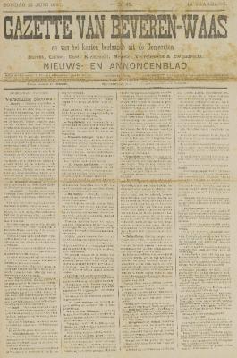 Gazette van Beveren-Waas 13/06/1897