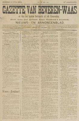 Gazette van Beveren-Waas 19/07/1896