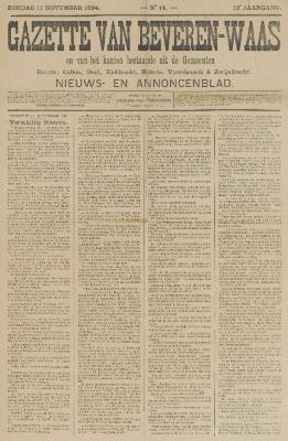 Gazette van Beveren-Waas 11/11/1894