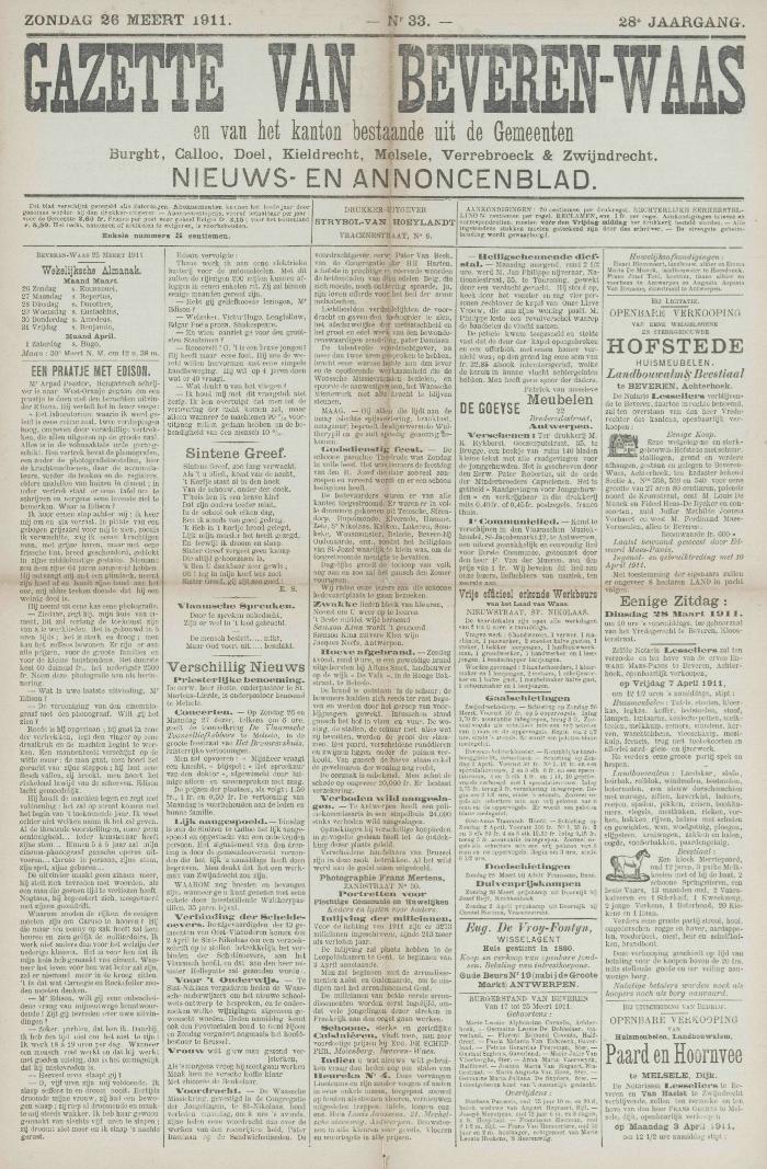 Gazette van Beveren-Waas 26/03/1911