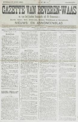 Gazette van Beveren-Waas 27/06/1886