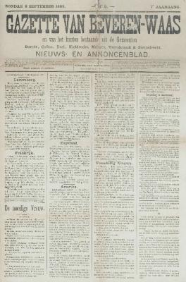 Gazette van Beveren-Waas 08/09/1889