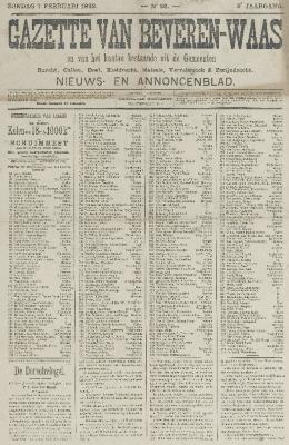 Gazette van Beveren-Waas 07/02/1892