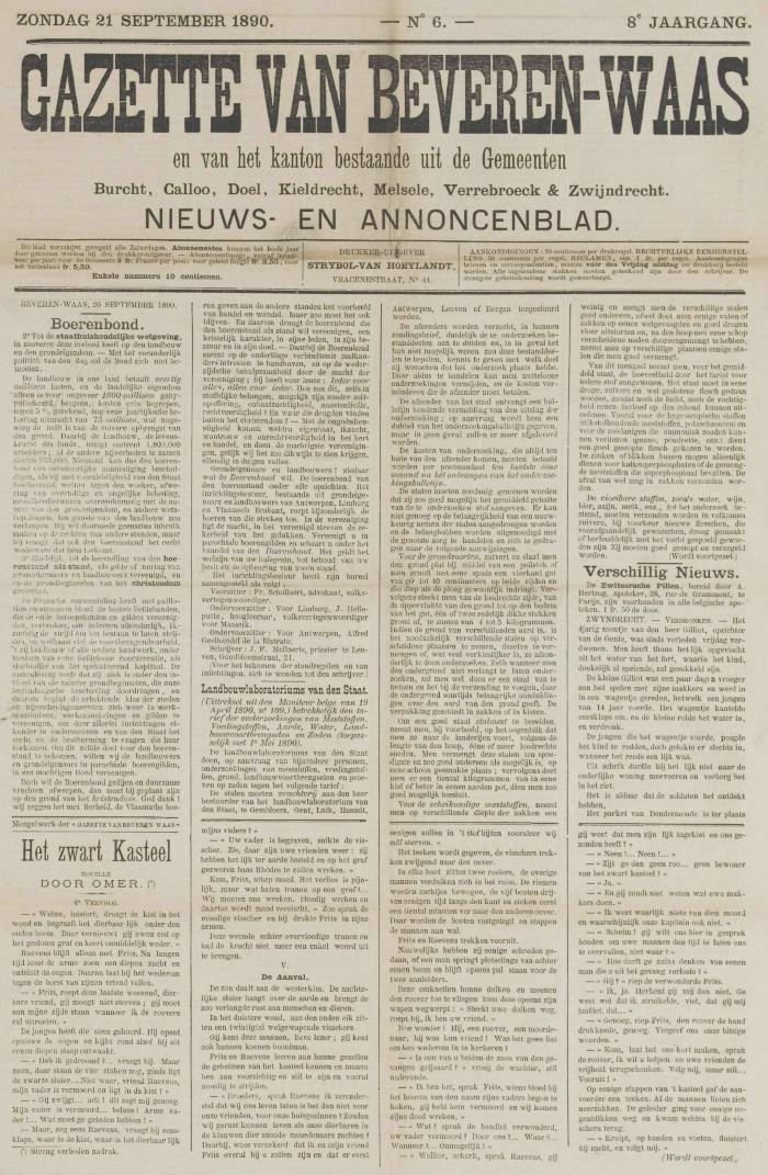 Gazette van Beveren-Waas 21/09/1890
