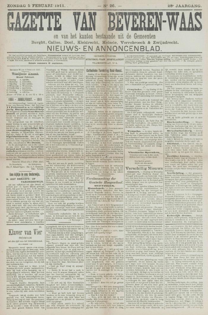 Gazette van Beveren-Waas 05/02/1911