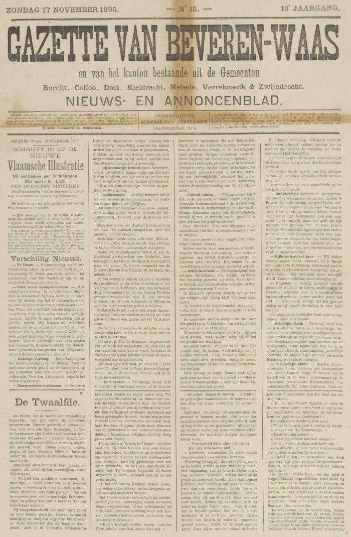 Gazette van Beveren-Waas 17/11/1895