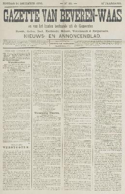 Gazette van Beveren-Waas 24/12/1893