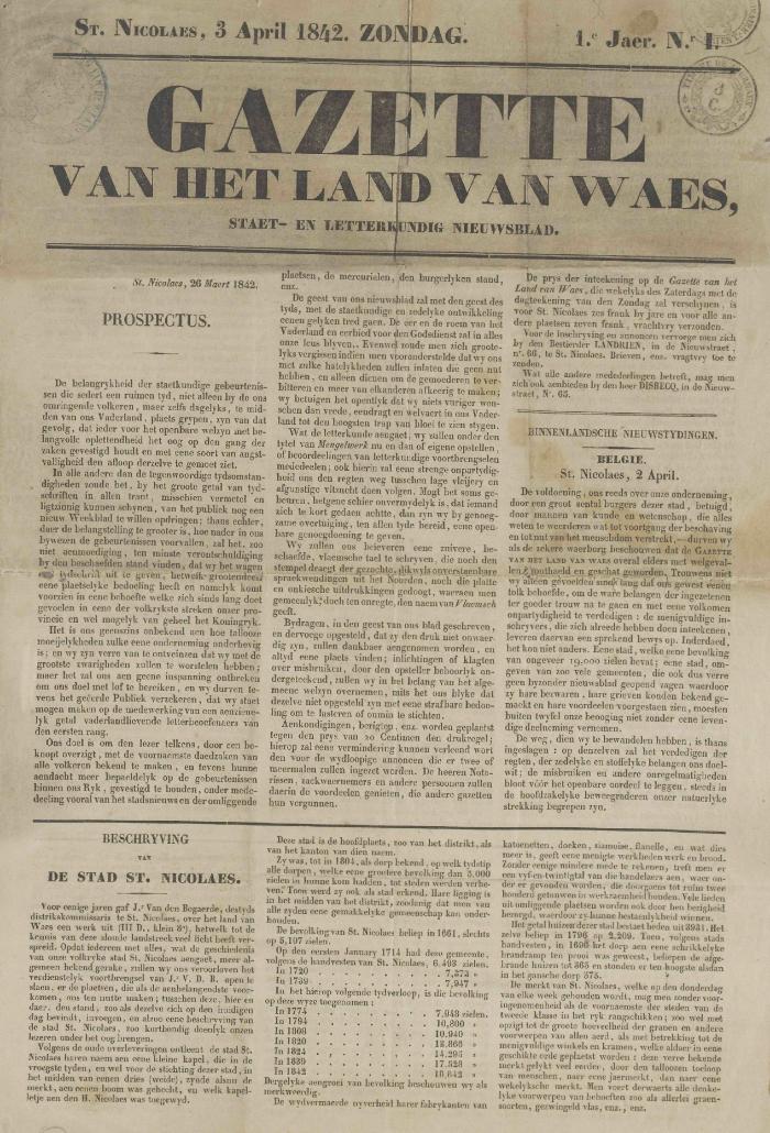 Gazette van het Land van Waes 03/04/1842