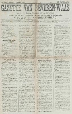 Gazette van Beveren-Waas 29/09/1907