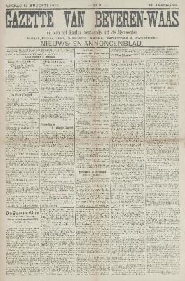Gazette van Beveren-Waas 21/08/1910