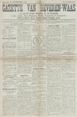 Gazette van Beveren-Waas 21/11/1909