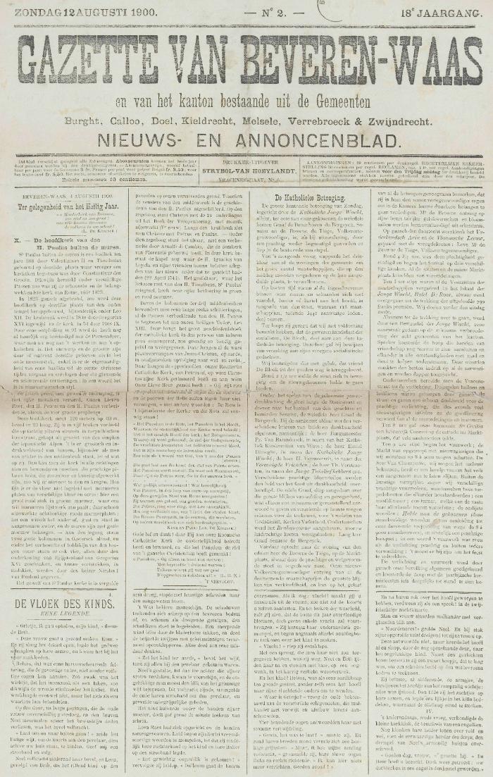 Gazette van Beveren-Waas 12/08/1900