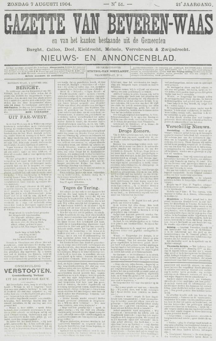 Gazette van Beveren-Waas 07/08/1904