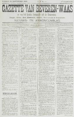 Gazette van Beveren-Waas 24/09/1899